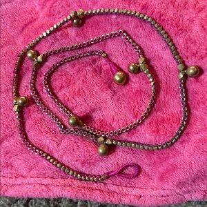 Gold and Pink Beaded Necklace